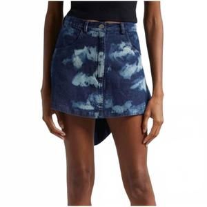 NEW ORIRE bubi denim ruffle mini skirt in blue